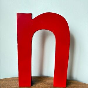 Vibrant Red Letter 'n' Sculpture